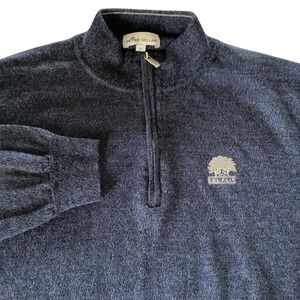 Peter Millar Mens XL Navy Merino Wool Lyocell 1/4 Zip Belfair Sweater MF22S01